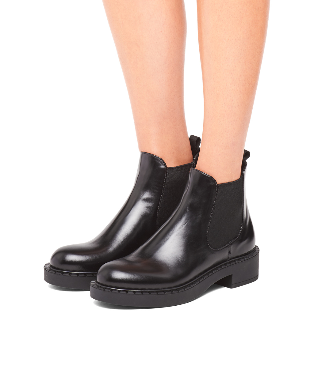 Prada Brushed Calf Leather Booties Black | 2760OJADW