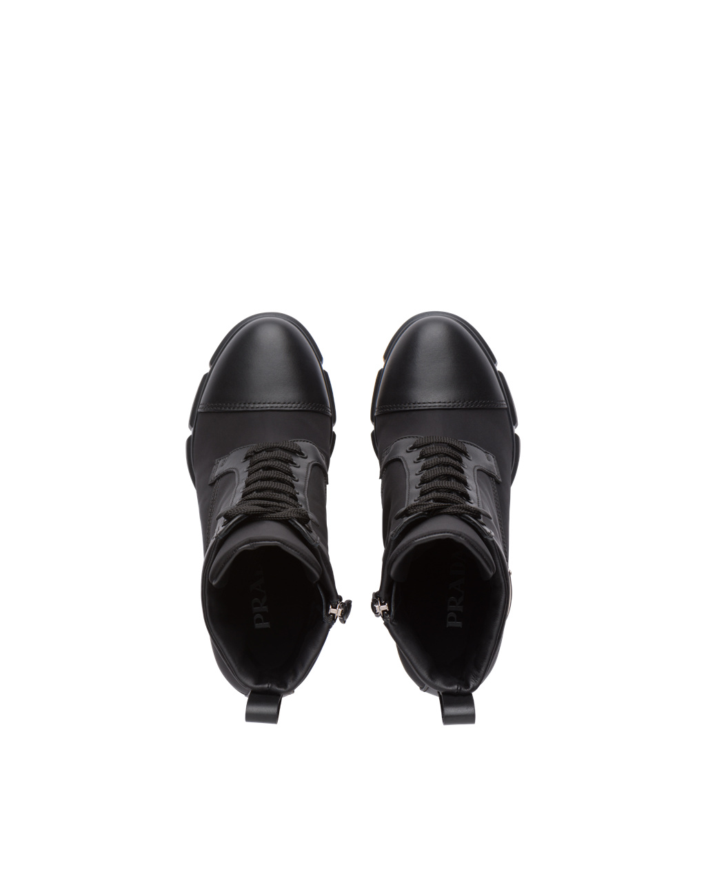 Prada Brushed Leather And Nylon Booties Black | 7208UWNGD