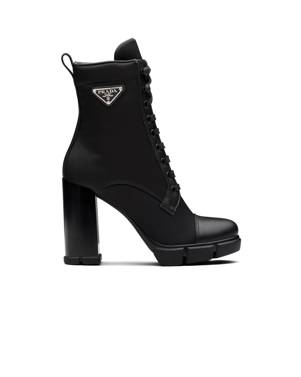 Prada Brushed Leather And Nylon Booties Black | 7208UWNGD