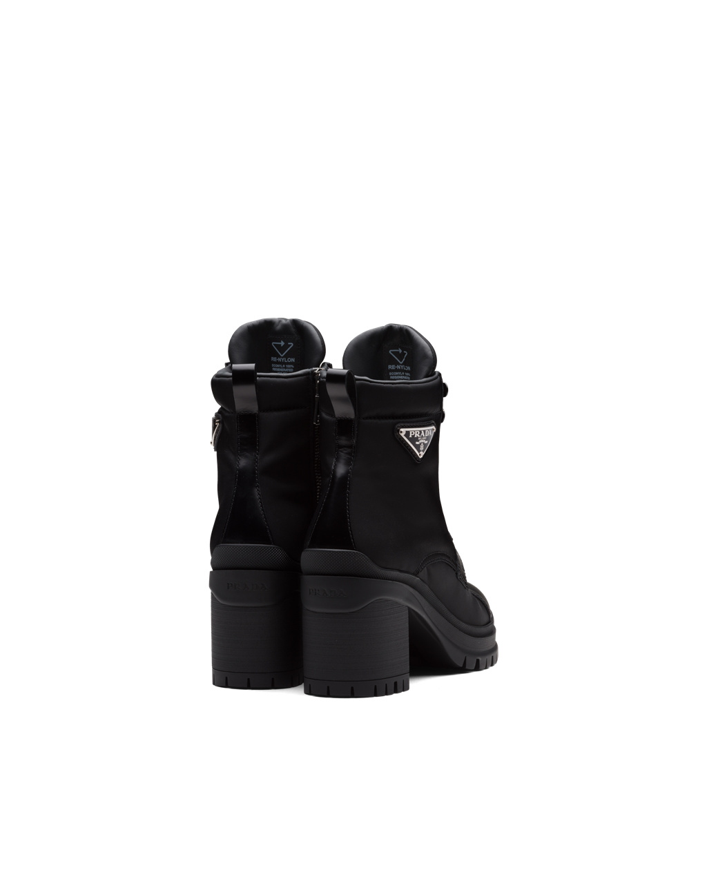 Prada Brushed Leather And Nylon Laced Booties Black | 2036ZBRUF