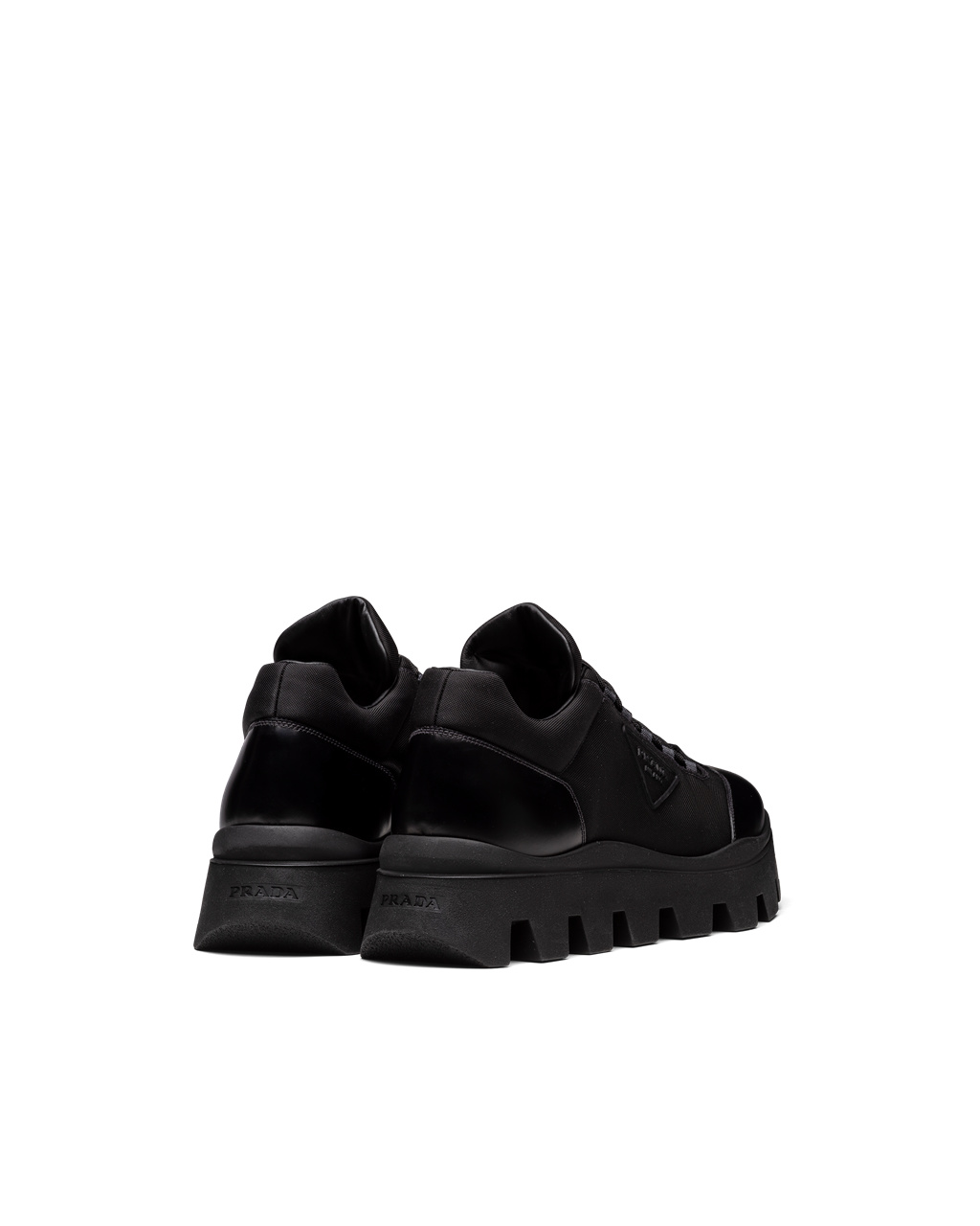 Prada Brushed Leather And Nylon Sneakers Black | 9325CLETP