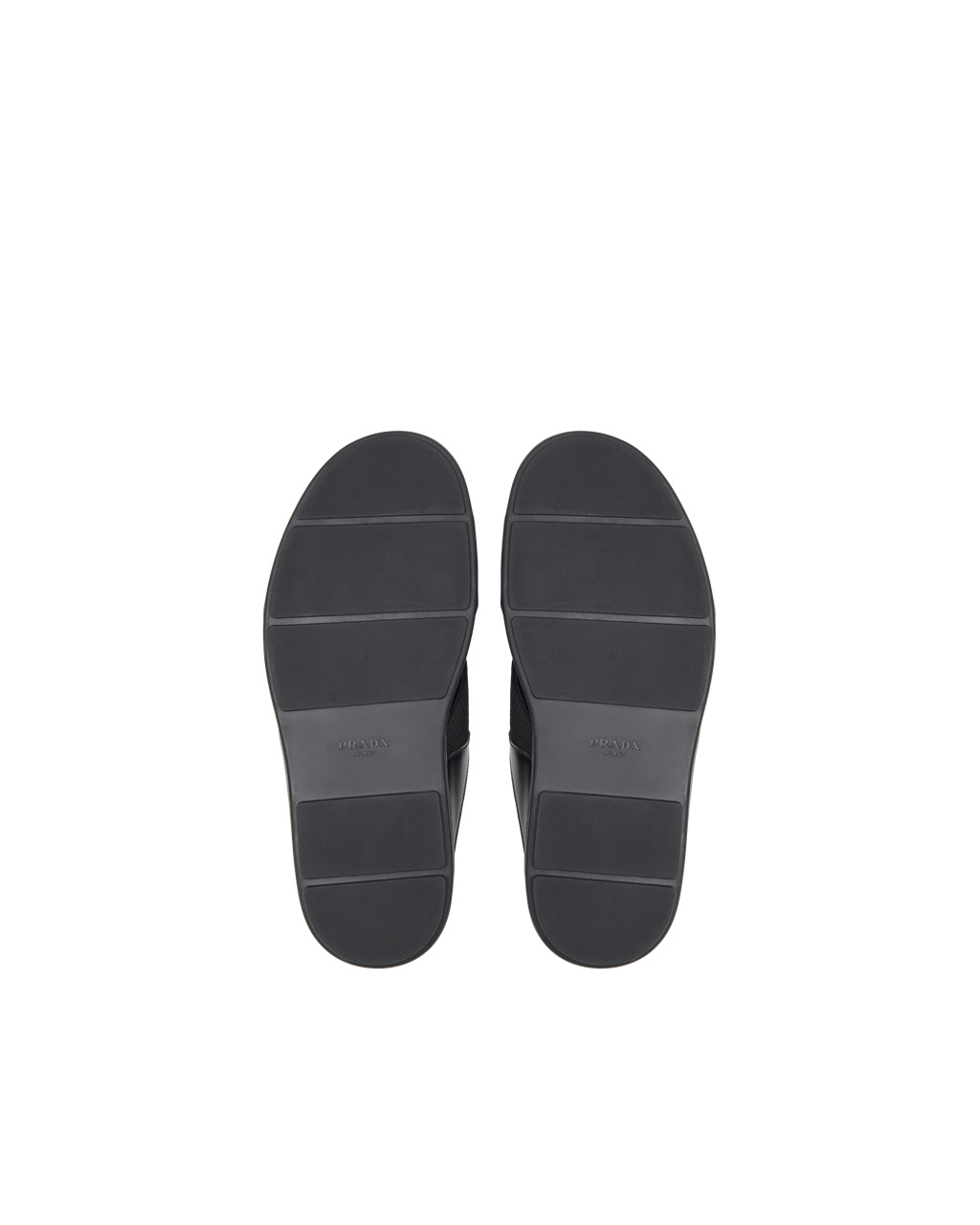 Prada Brushed Leather And Nylon Tape Crisscross Slides Black | 4183SLXEC