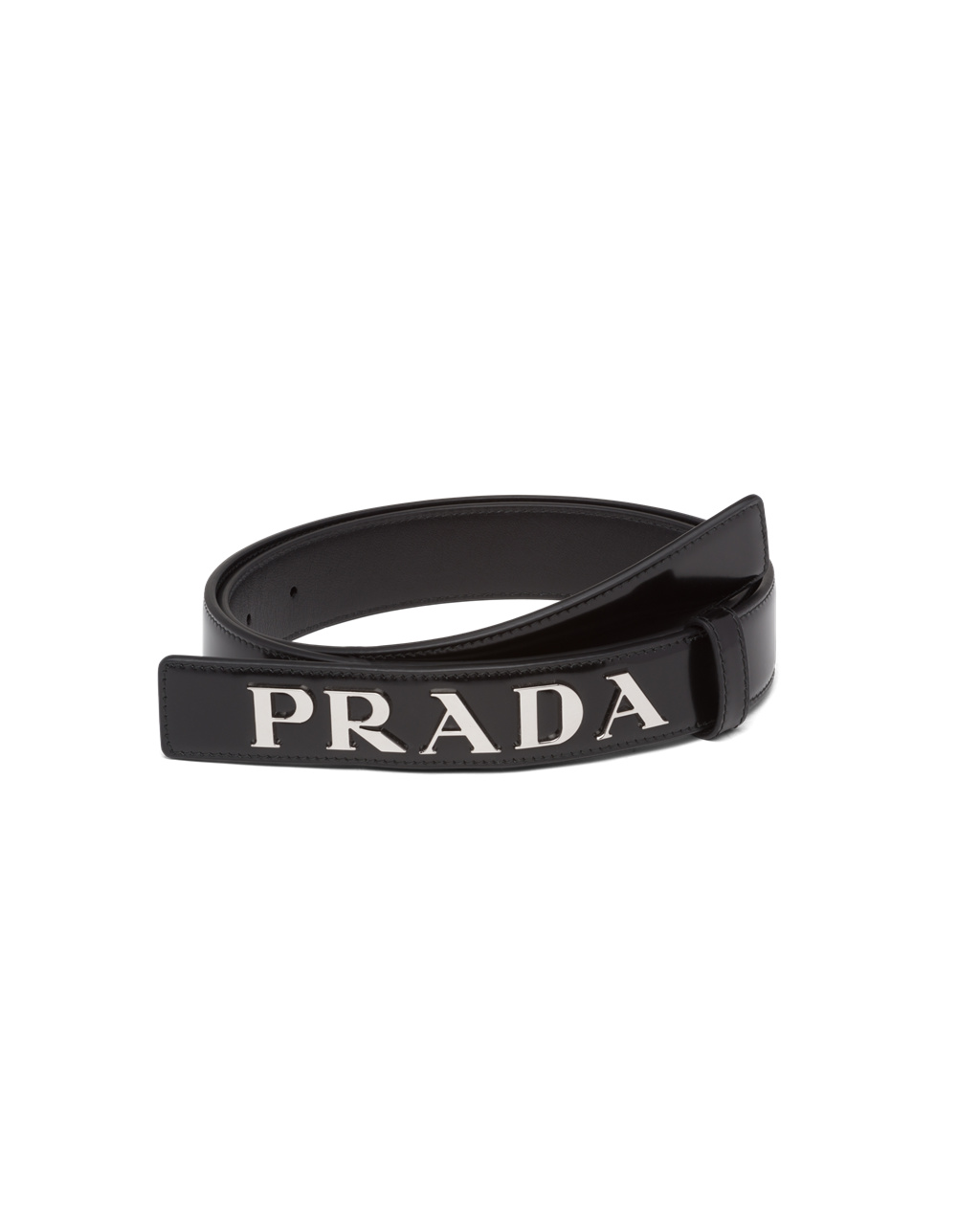 Prada Brushed Leather Belt Black | 0746ZCDEK