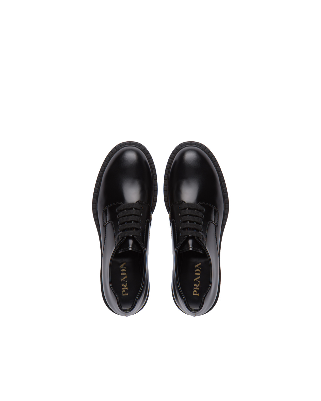 Prada Brushed Leather Derby Shoes Black | 1506YDPHW