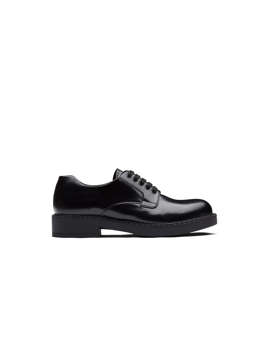 Prada Brushed Leather Derby Shoes Black | 1506YDPHW