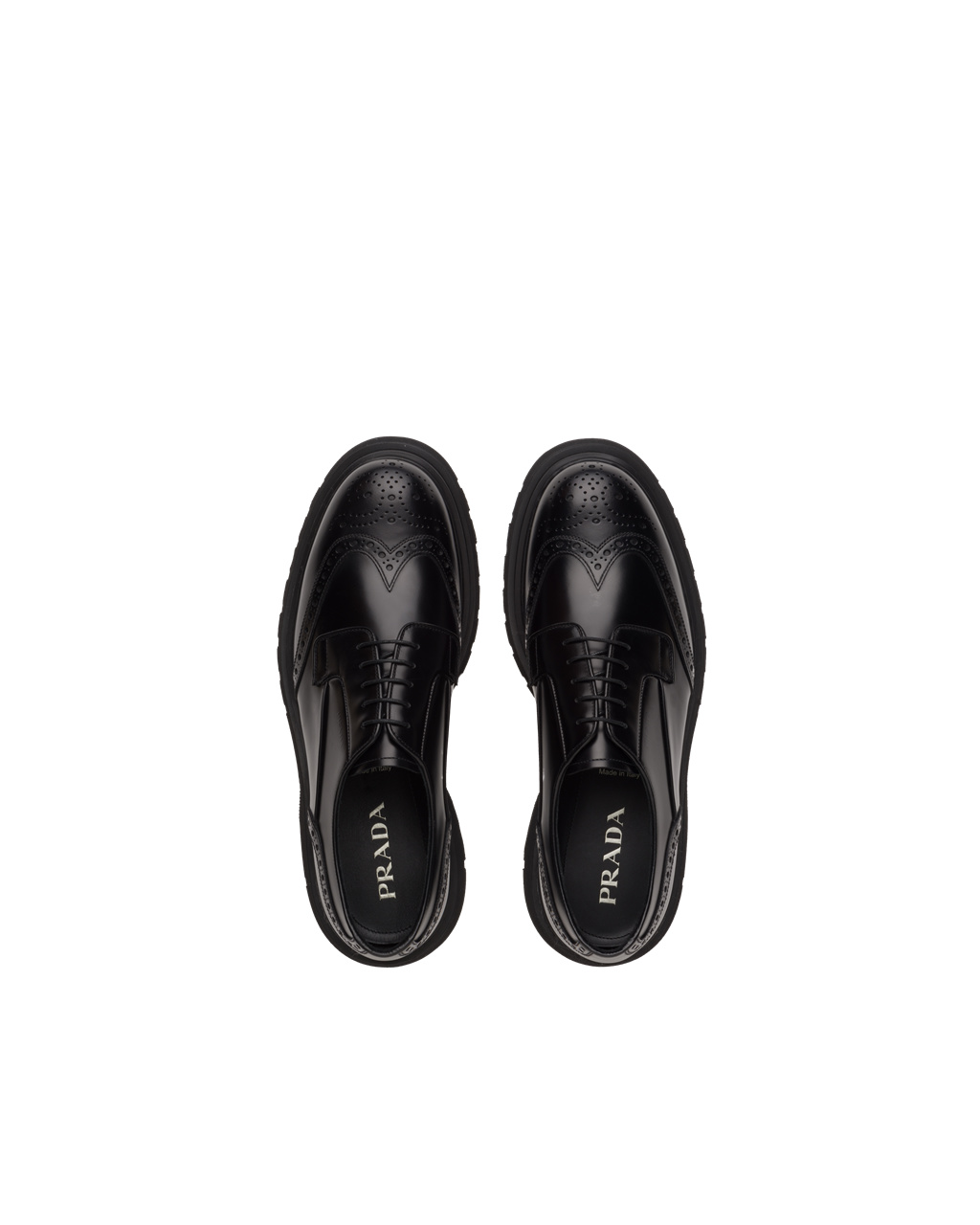 Prada Brushed Leather Derby Shoes Black | 6801KCGIH