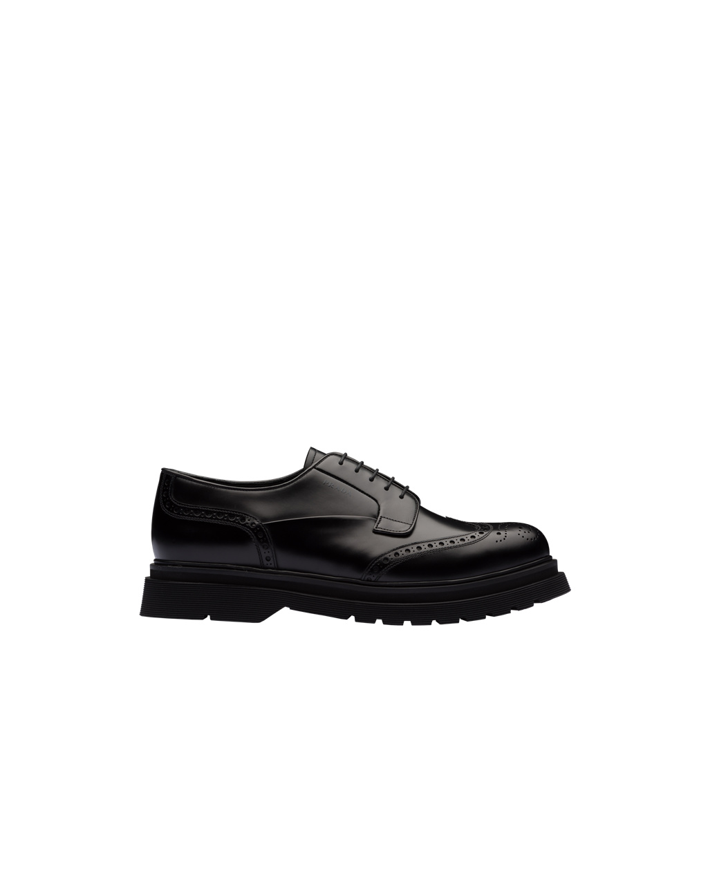 Prada Brushed Leather Derby Shoes Black | 6801KCGIH