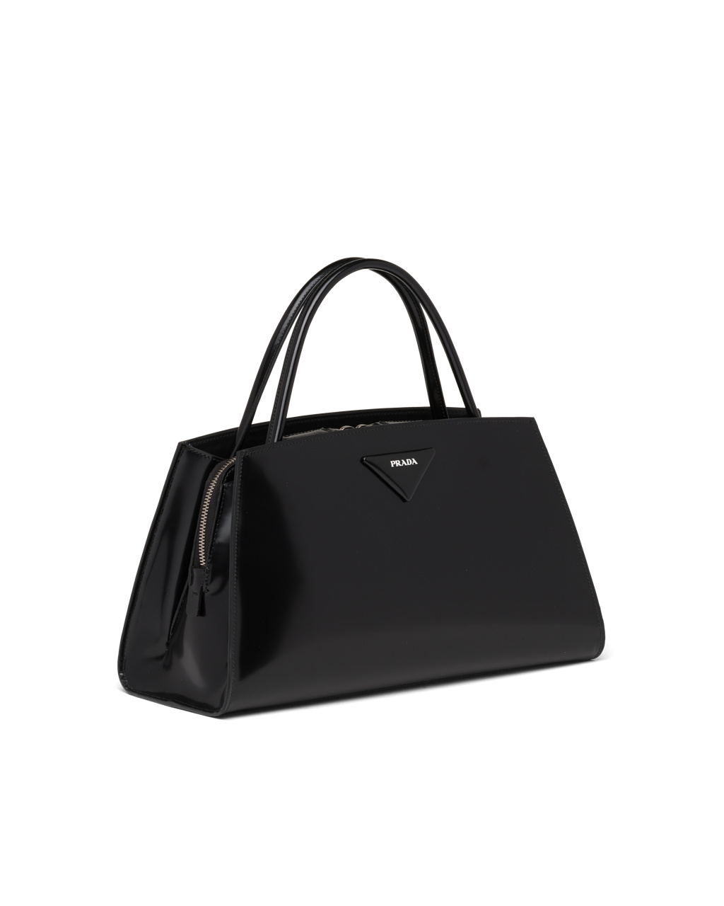 Prada Brushed Leather Handbag Black | 6457HBVGY