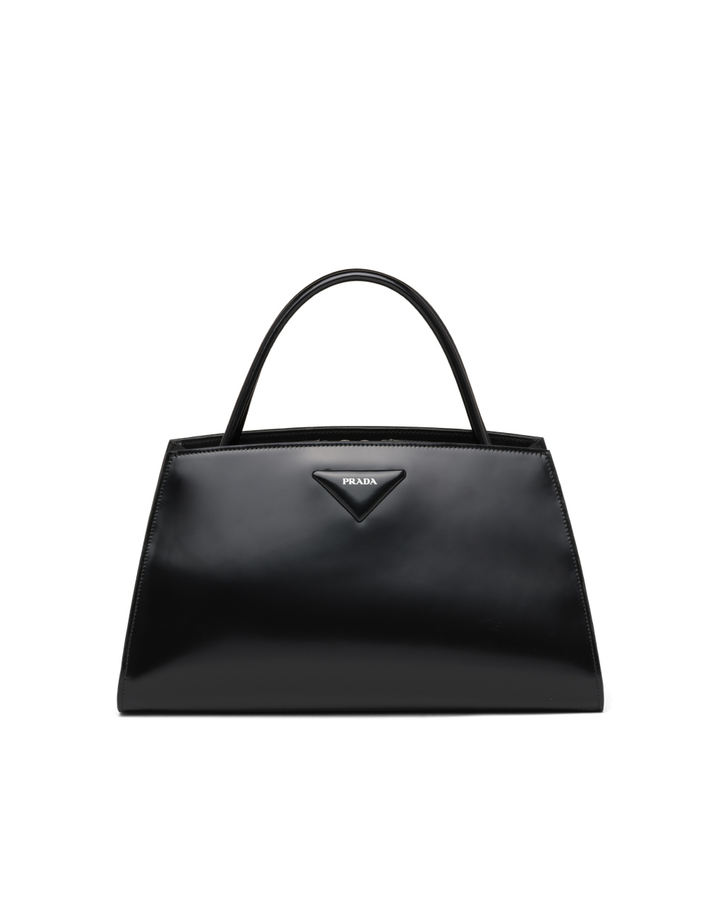 Prada Brushed Leather Handbag Black | 6457HBVGY