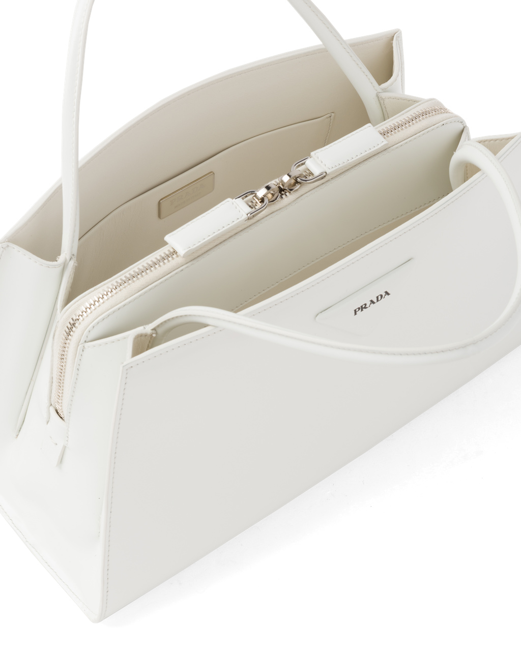 Prada Brushed Leather Handbag White | 8019IGYZA