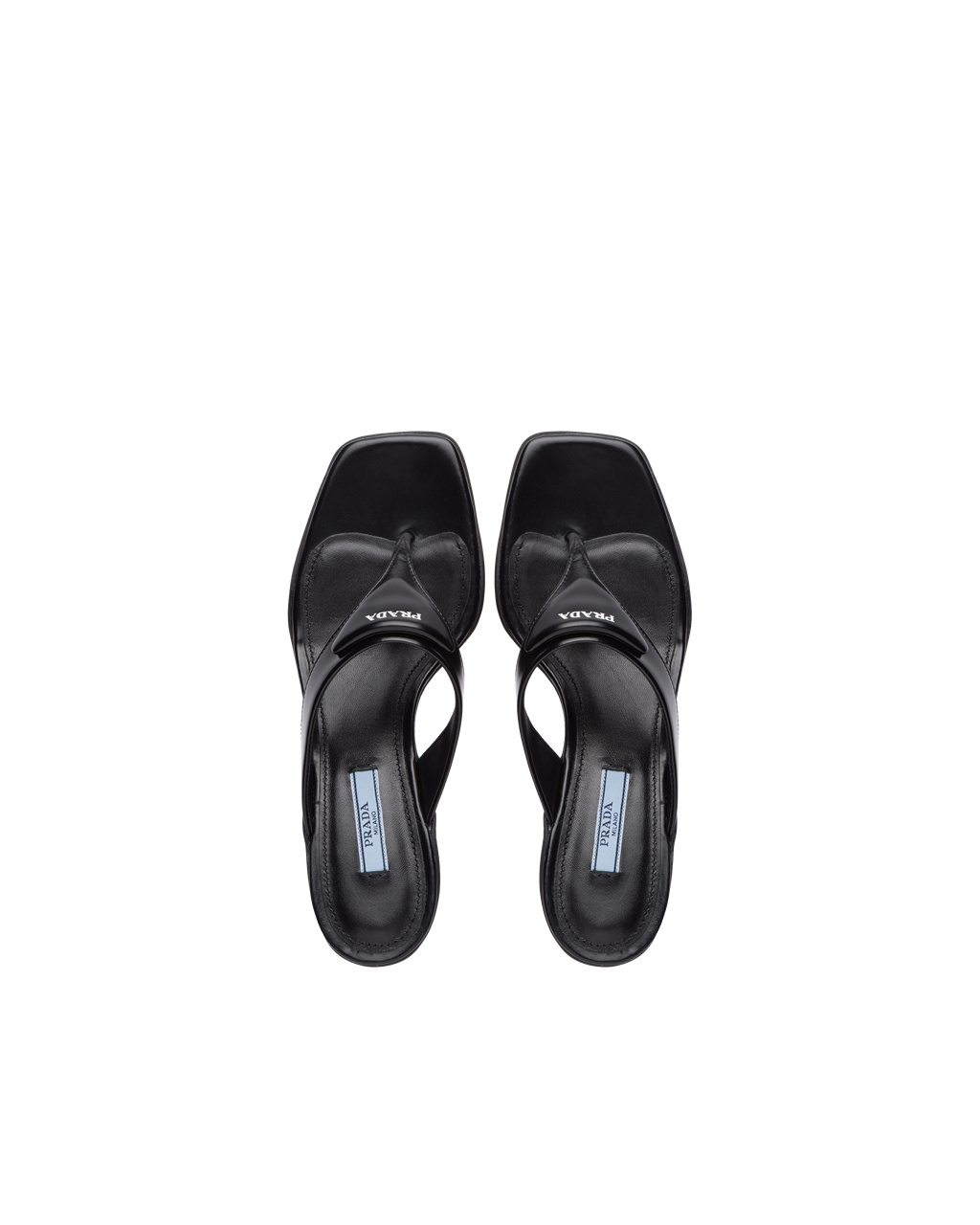 Prada Brushed Leather High-heeled Thong Sandals Black | 1328LMKAH