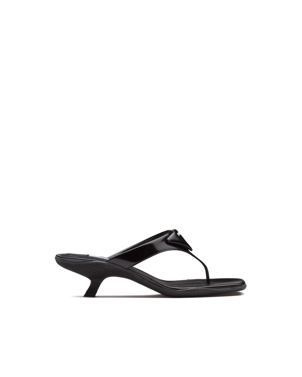 Prada Brushed Leather High-heeled Thong Sandals Black | 1328LMKAH