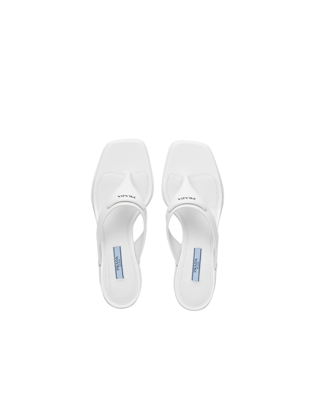 Prada Brushed Leather High-heeled Thong Sandals White | 4937NYMWH