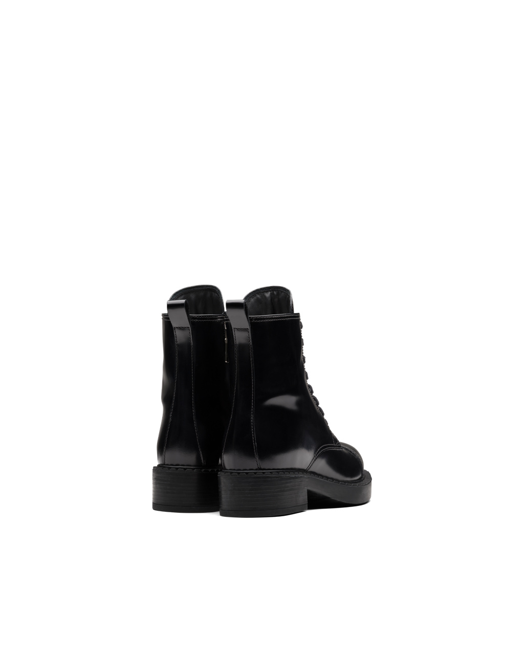 Prada Brushed Leather Laced Booties Black | 2639XBDIE