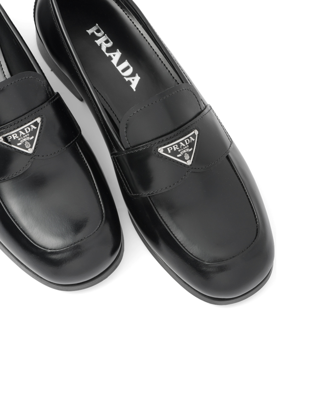 Prada Brushed Leather Loafers Black | 8509UNTOS