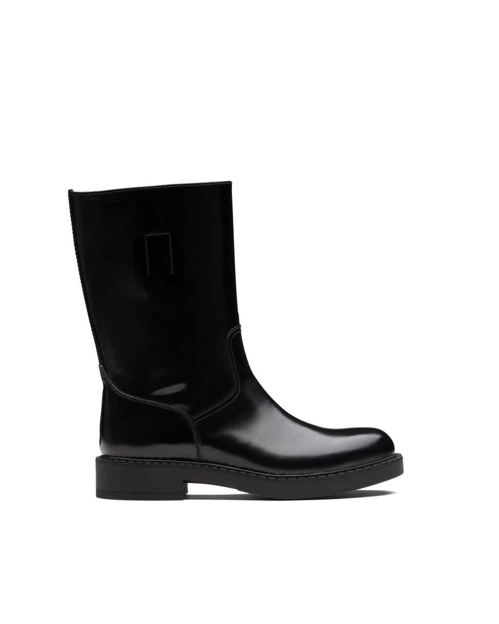 Prada Brushed Leather Mid-calf Boots Black | 0584OQRKL