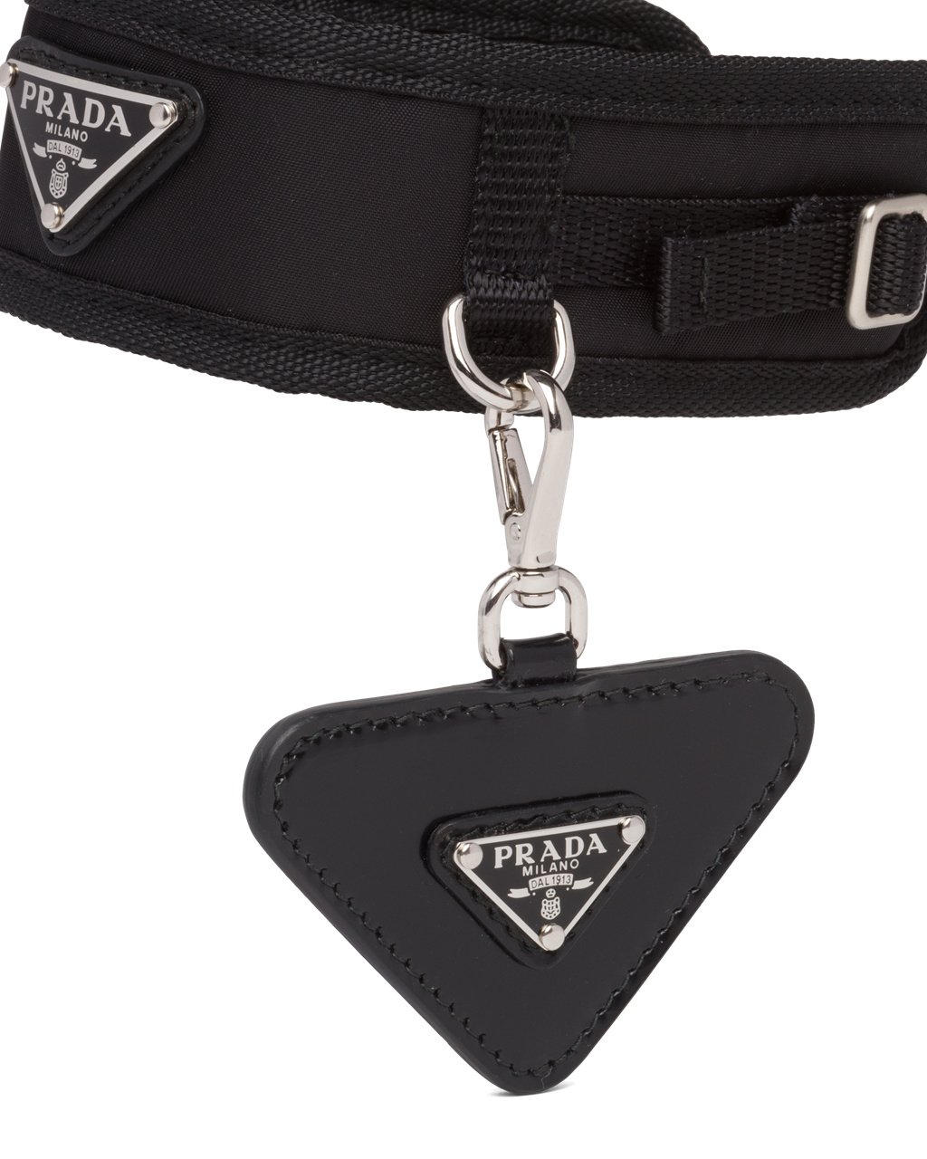 Prada Brushed Leather Name Tag For Pet Black | 0927KHDOL