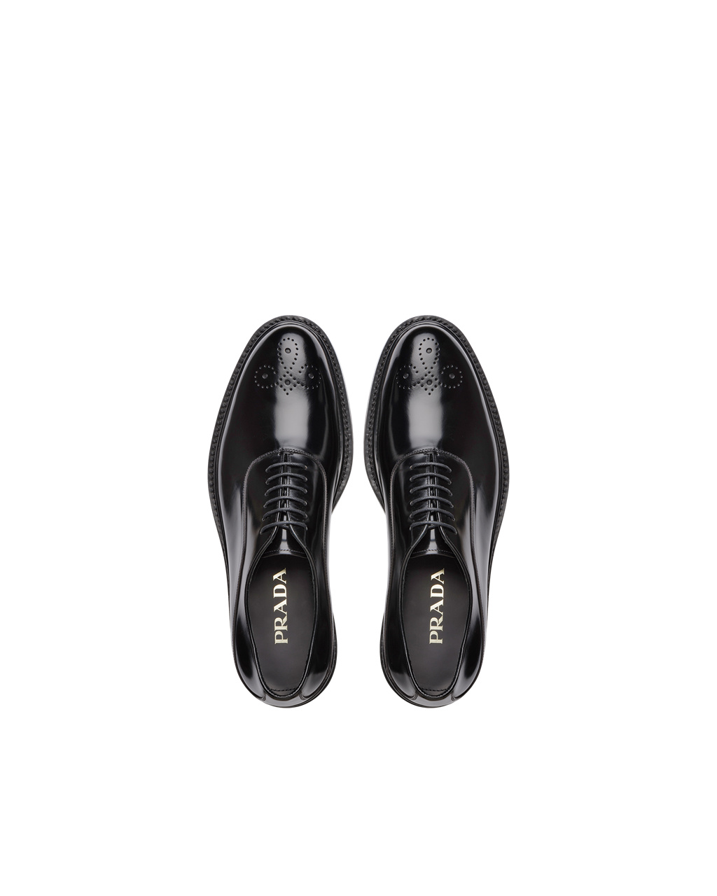 Prada Brushed Leather Oxford Shoes Black | 5241SVFML