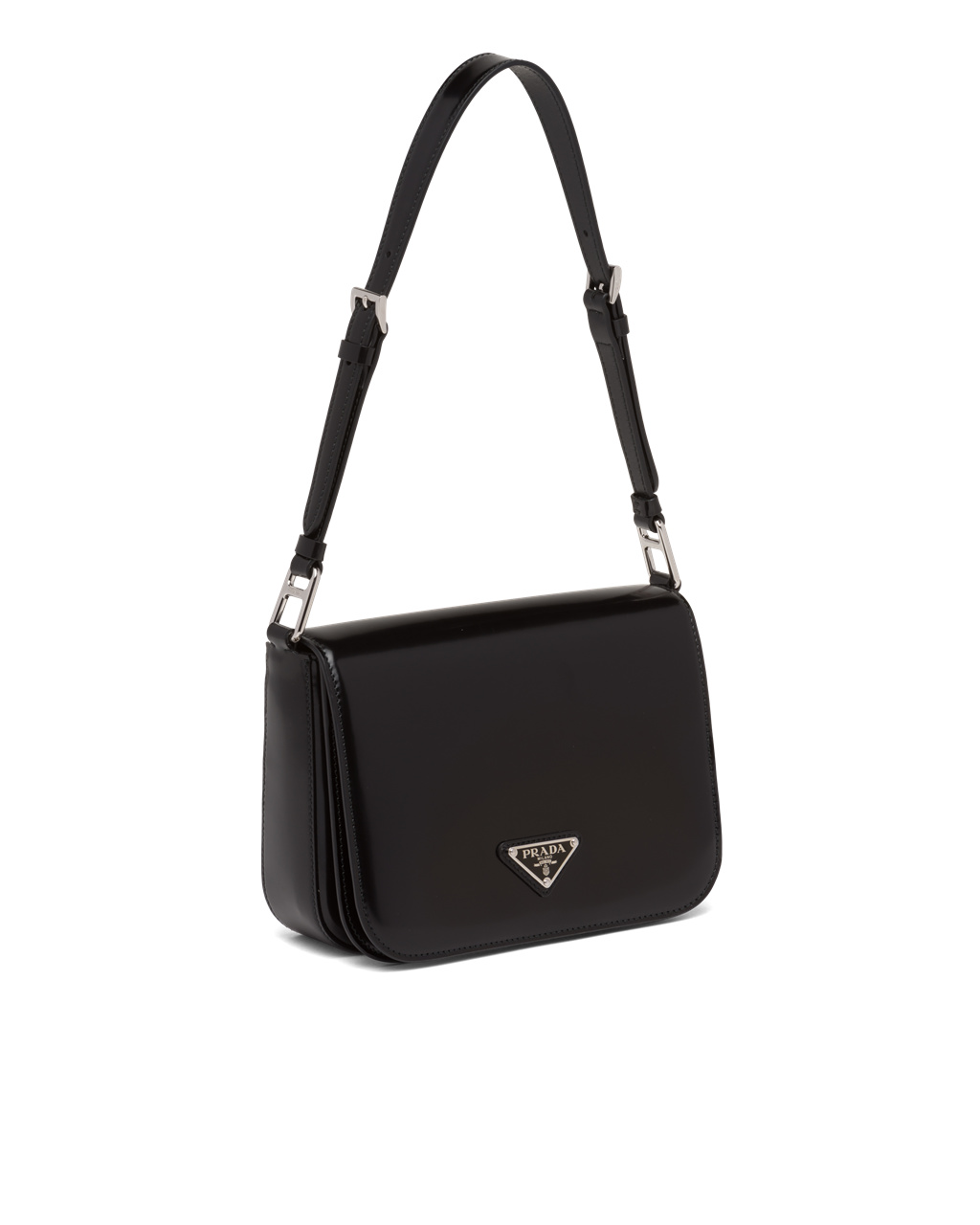 Prada Brushed Leather Shoulder Bag Black | 6739PINZB