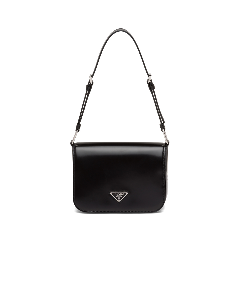 Prada Brushed Leather Shoulder Bag Black | 6739PINZB