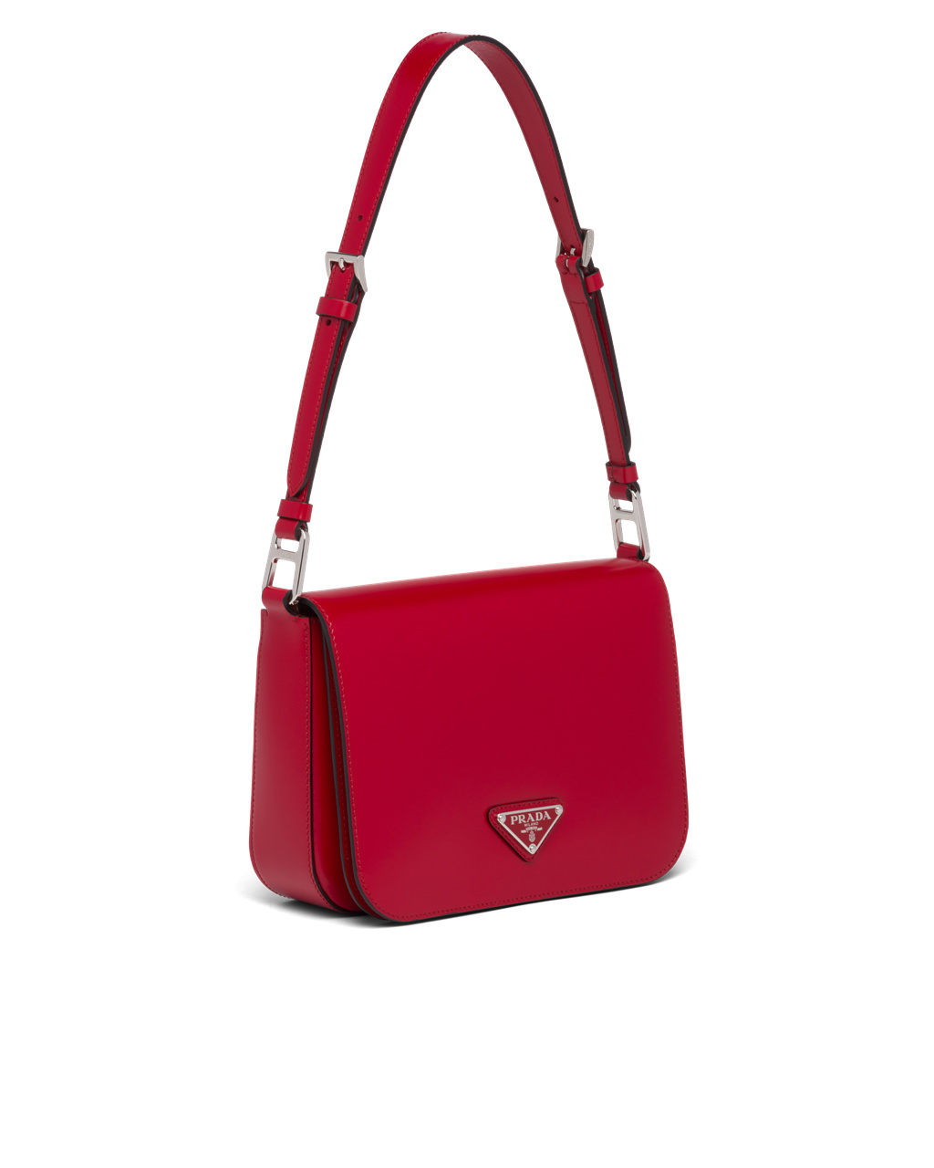 Prada Brushed Leather Shoulder Bag Scarlet | 2318GVJSQ