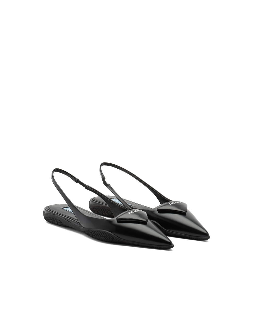 Prada Brushed Leather Slingback Ballerinas Black | 4632DYAOS