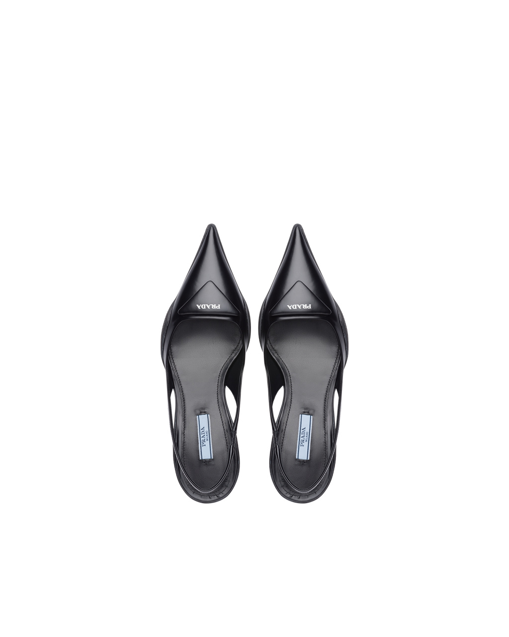 Prada Brushed Leather Slingback Pumps Black | 3645LBFDT