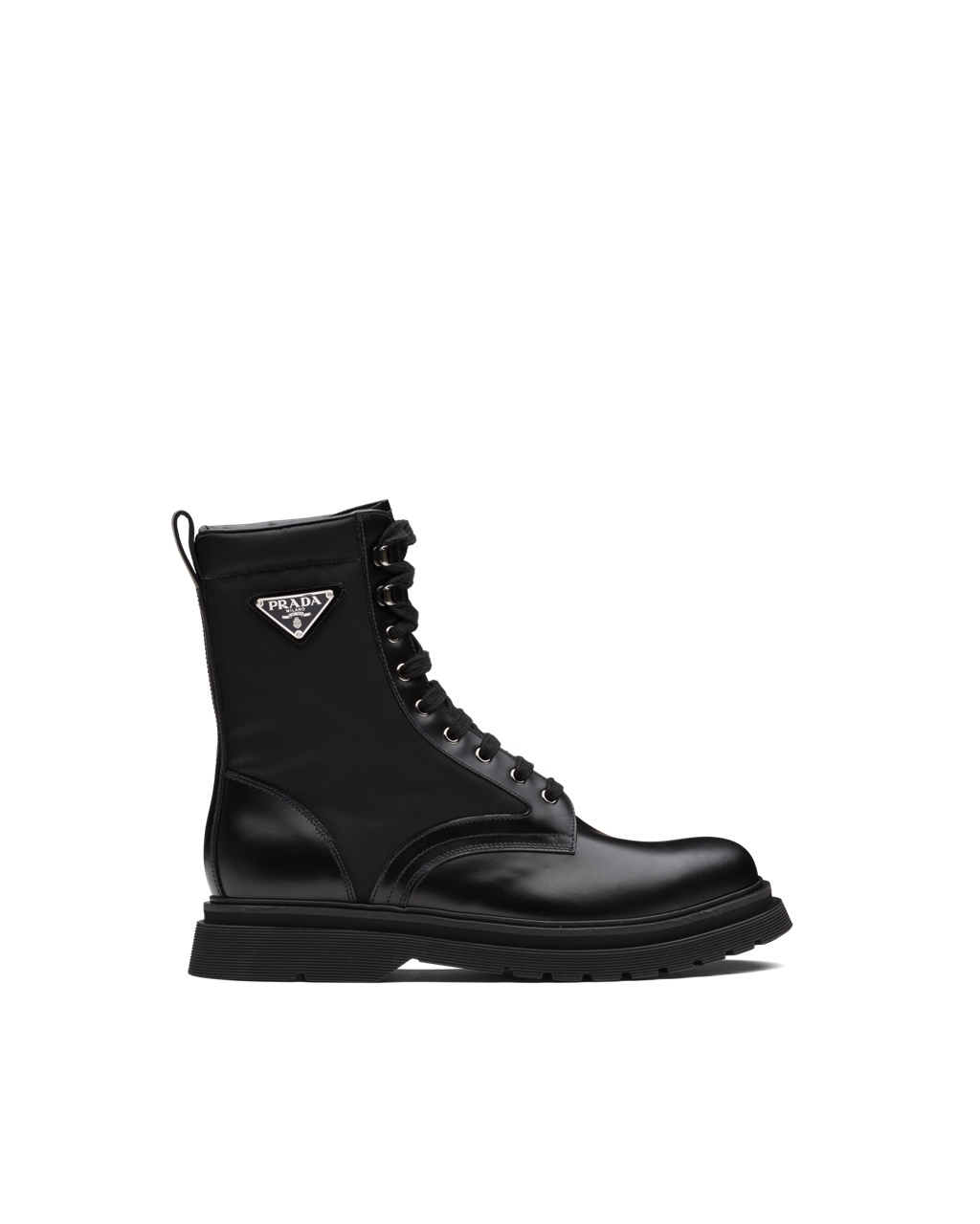 Prada Brushed Rois Leather And Nylon Booties Black | 3672TOZXU