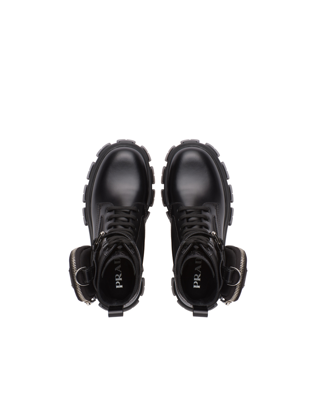 Prada Brushed Rois Leather And Nylon Monolith Boots Black | 0658ZGURL