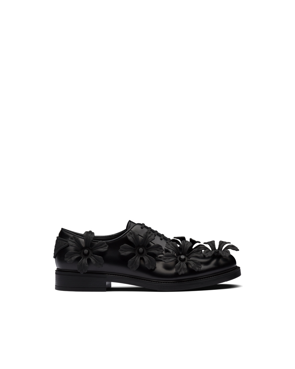 Prada Brushed-leather Derby Shoes With Appliqués Black | 5671GKEMB