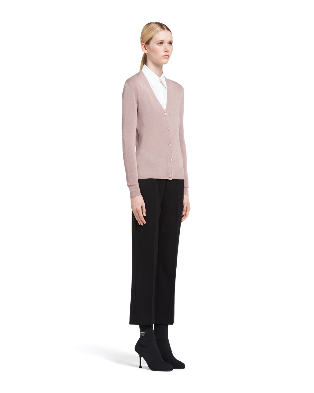 Prada Cashmere And Silk Cardigan Mauve | 0312PSCIY