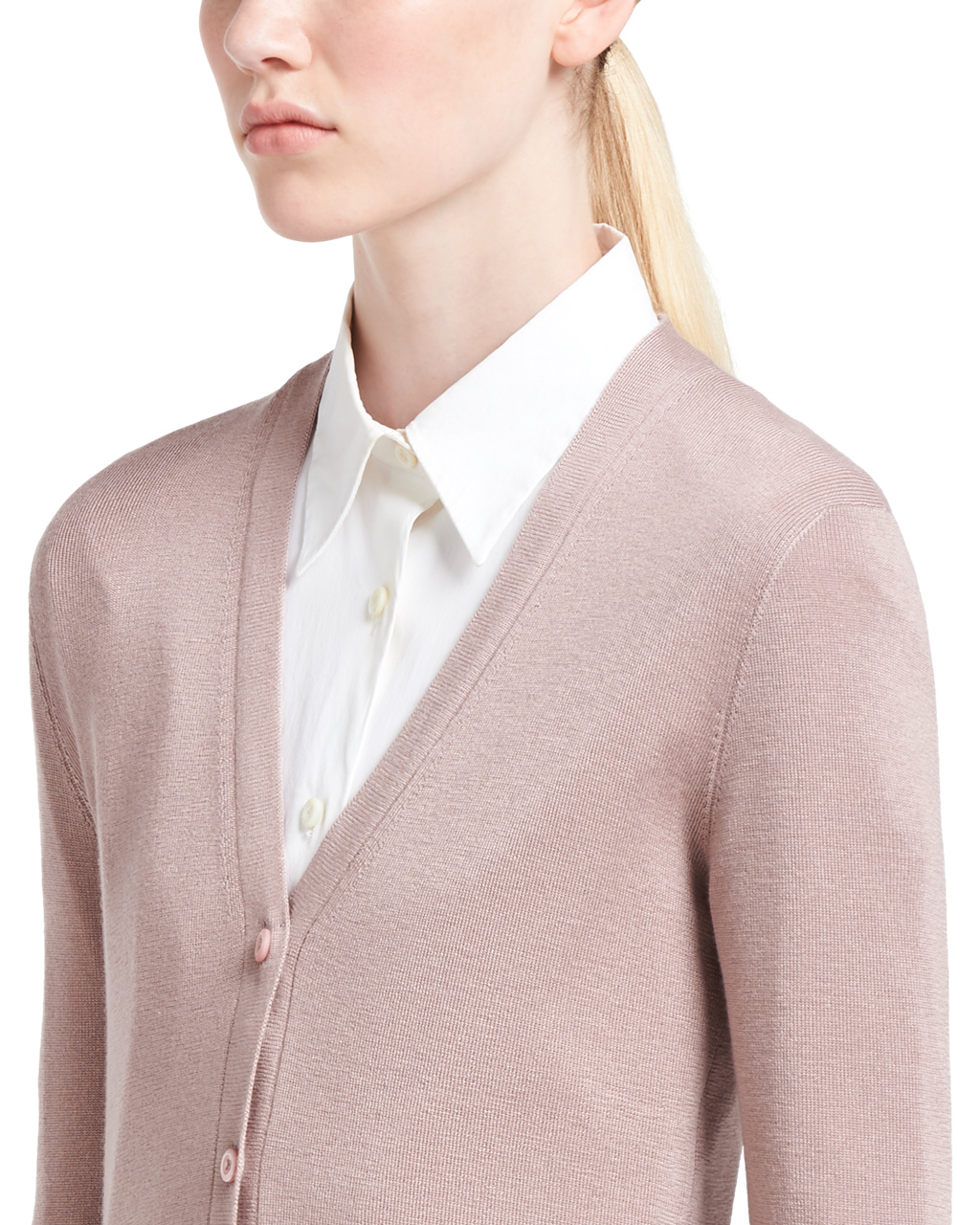 Prada Cashmere And Silk Cardigan Mauve | 0312PSCIY