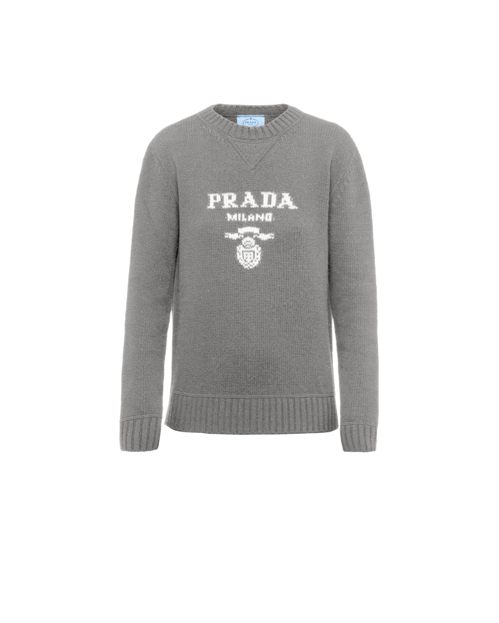 Prada Cashmere And Wool Prada Logo Crew-neck Sweater Grey | 9285ZSBRW