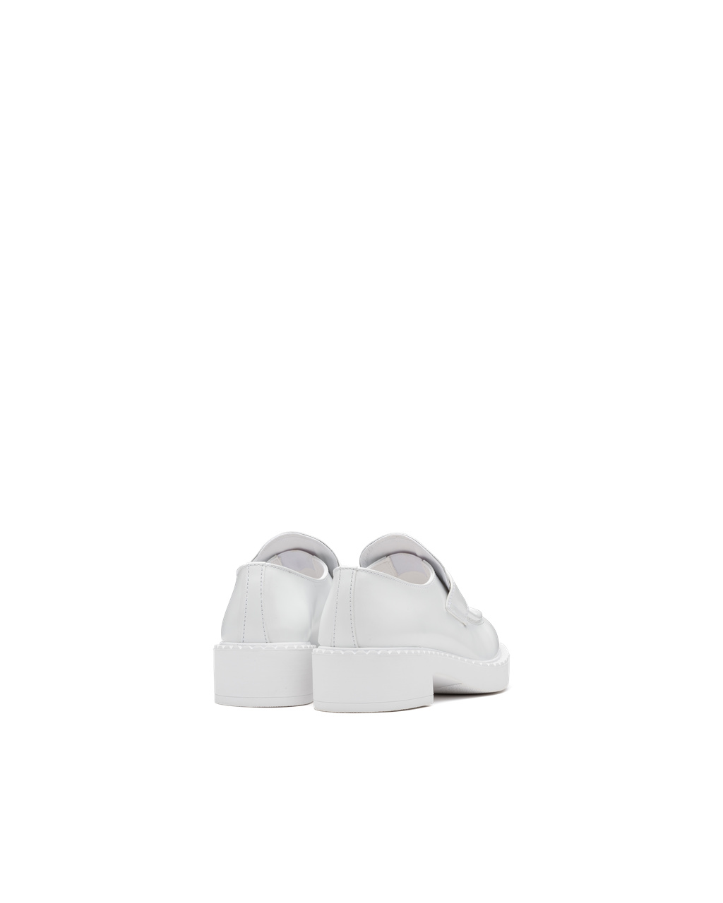 Prada Chocolate Brushed Leather Loafers White | 0835CGFME