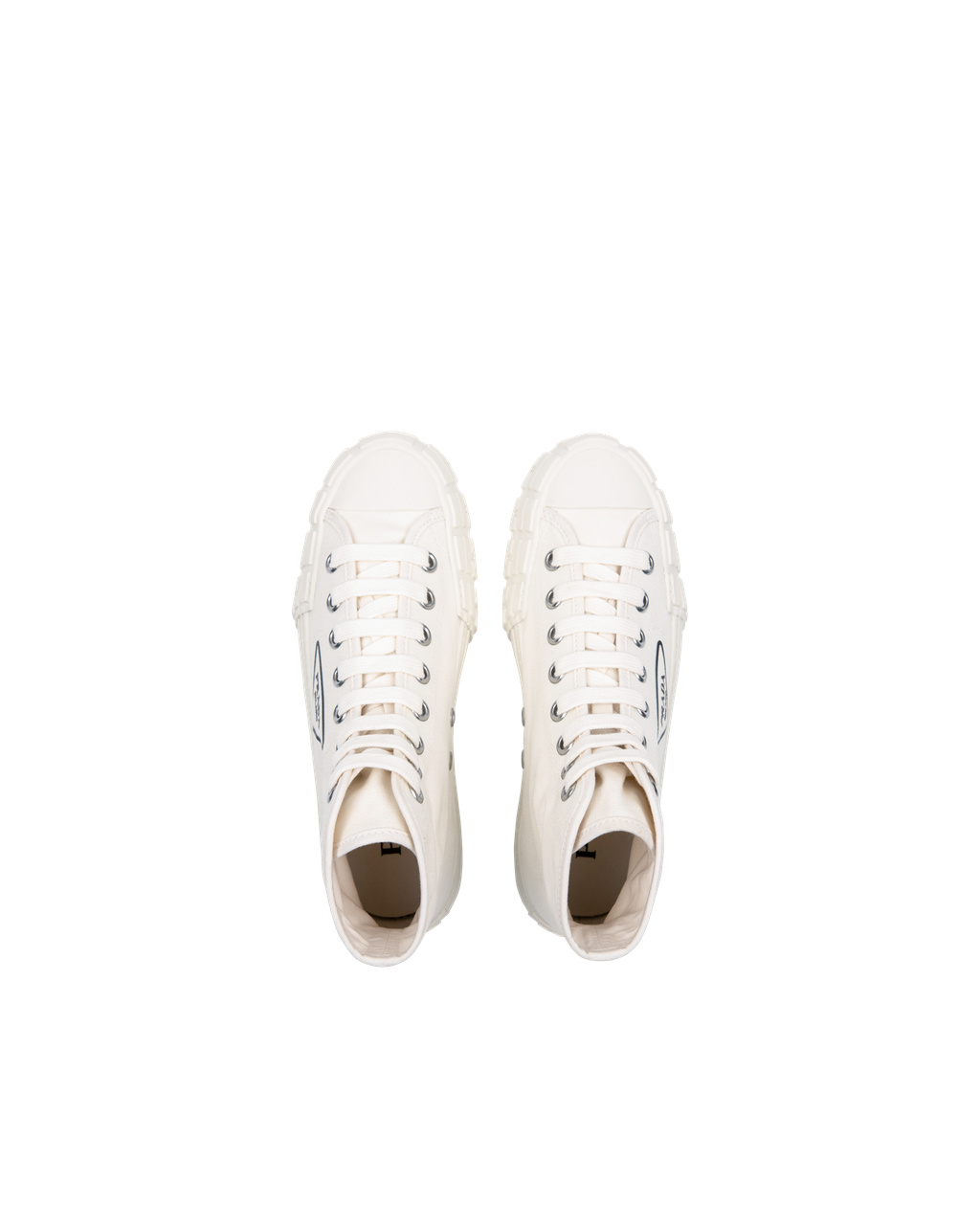 Prada Cotton Canvas High-top Sneakers Ivory | 6825EKRLM