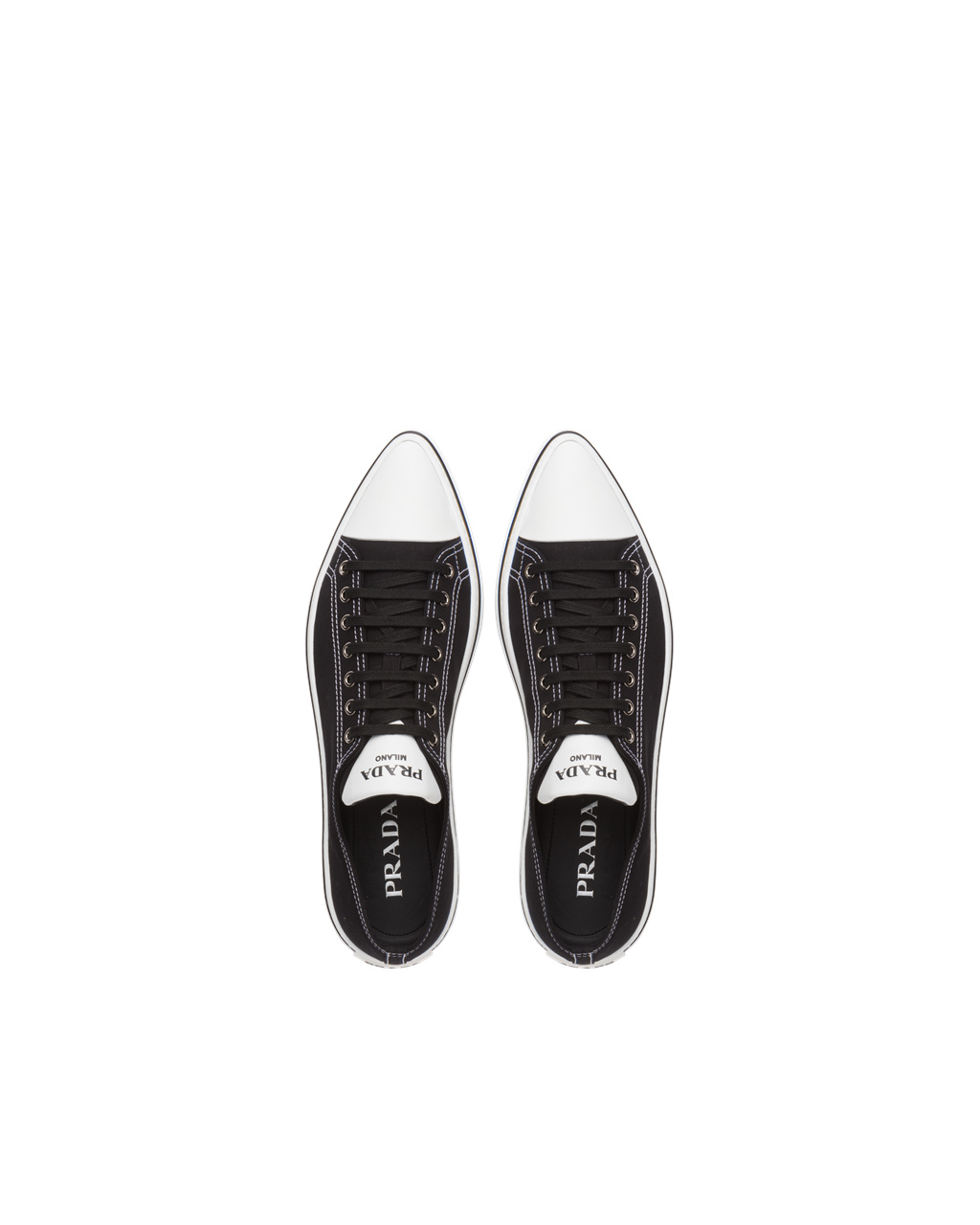 Prada Cotton Gabardine Pointy Sneakers Black | 7643BLIUV