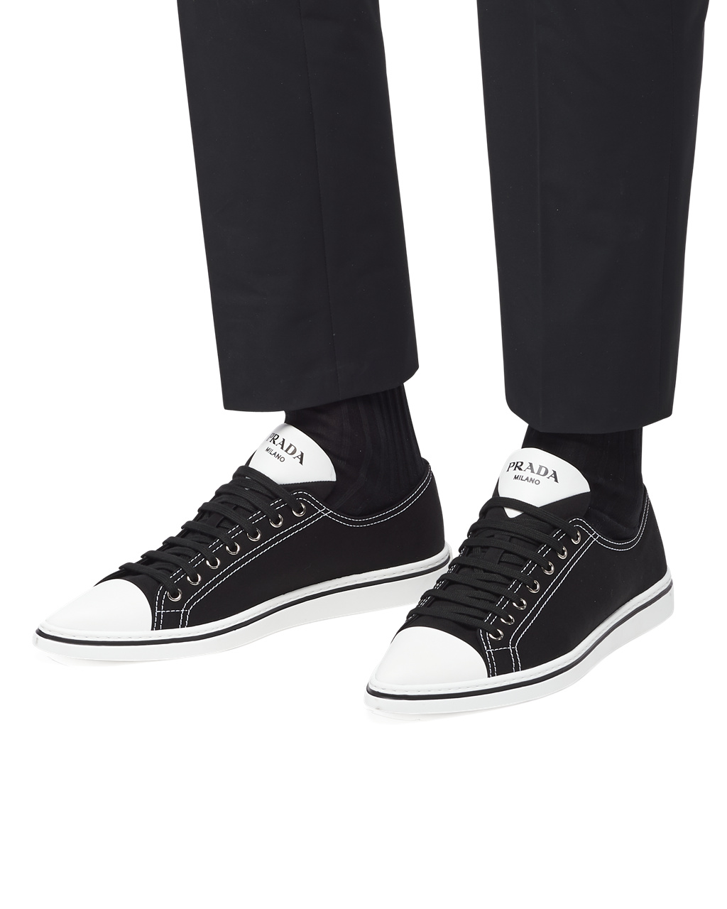 Prada Cotton Gabardine Pointy Sneakers Black | 7643BLIUV