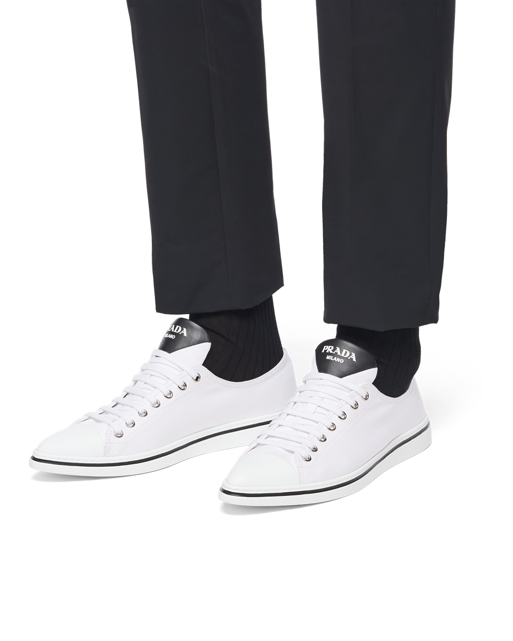 Prada Cotton Gabardine Pointy Sneakers White | 3567NHYTB