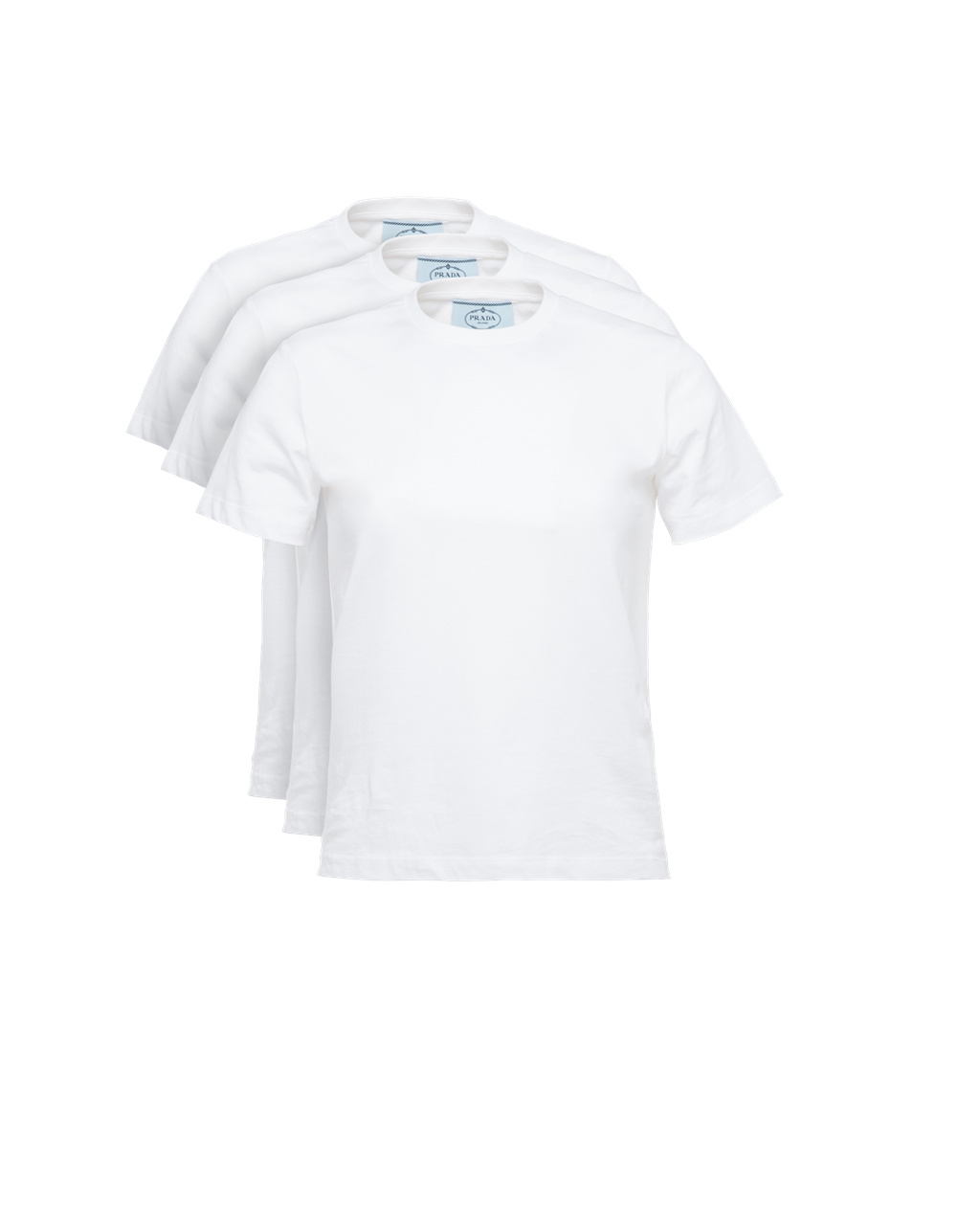 Prada Cotton Jersey T-shirt, 3 Pack Set White | 4930PHEQV