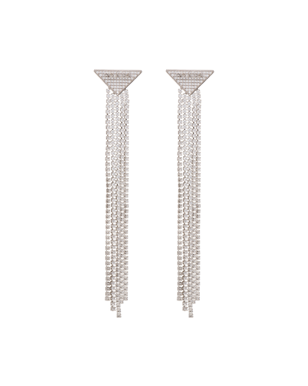 Prada Crystal Logo Jewels Zirconia Earrings Crystal | 9624HJYKF