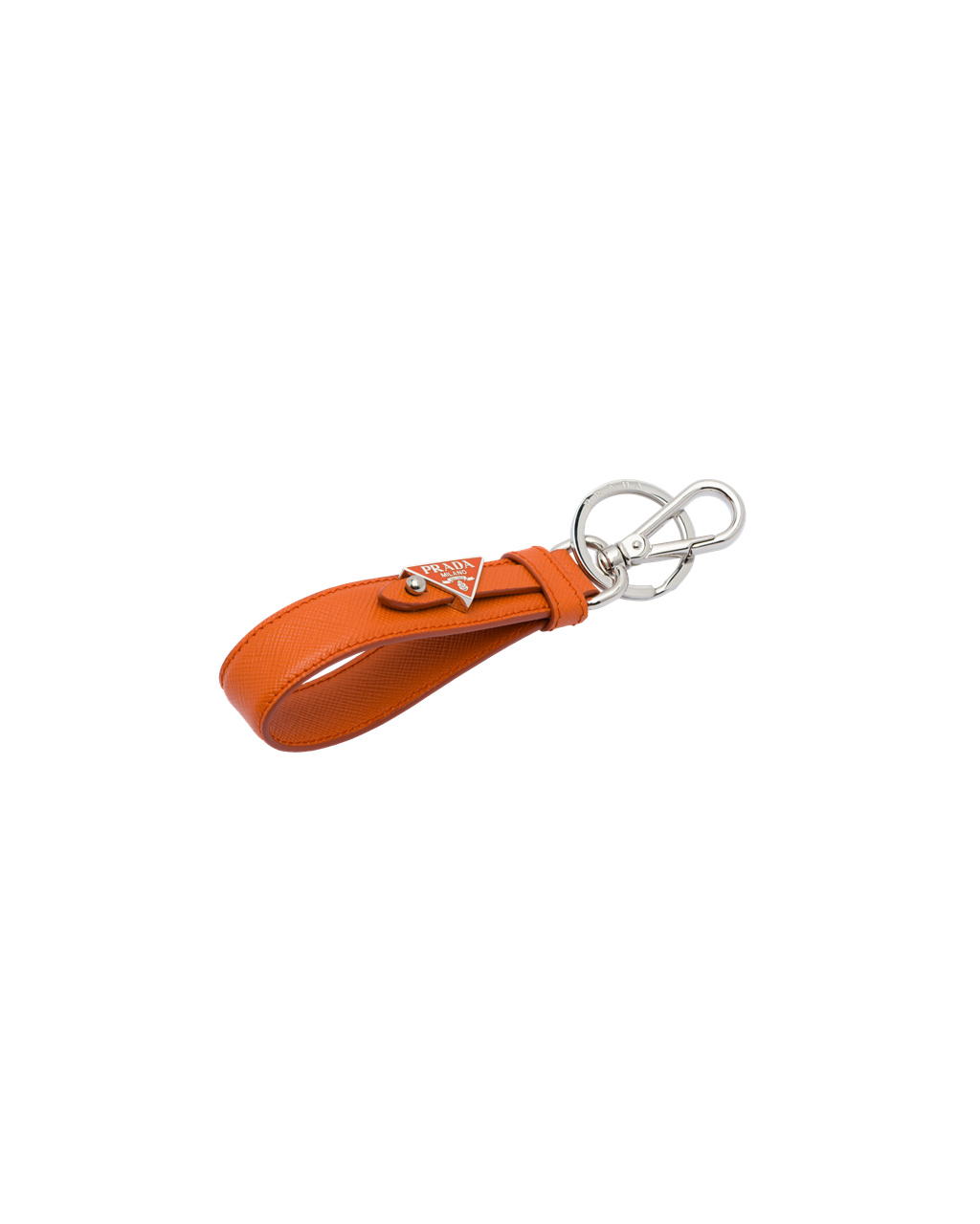 Prada Customized Saffiano Leather Keychain Papaya | 0167AZGSV