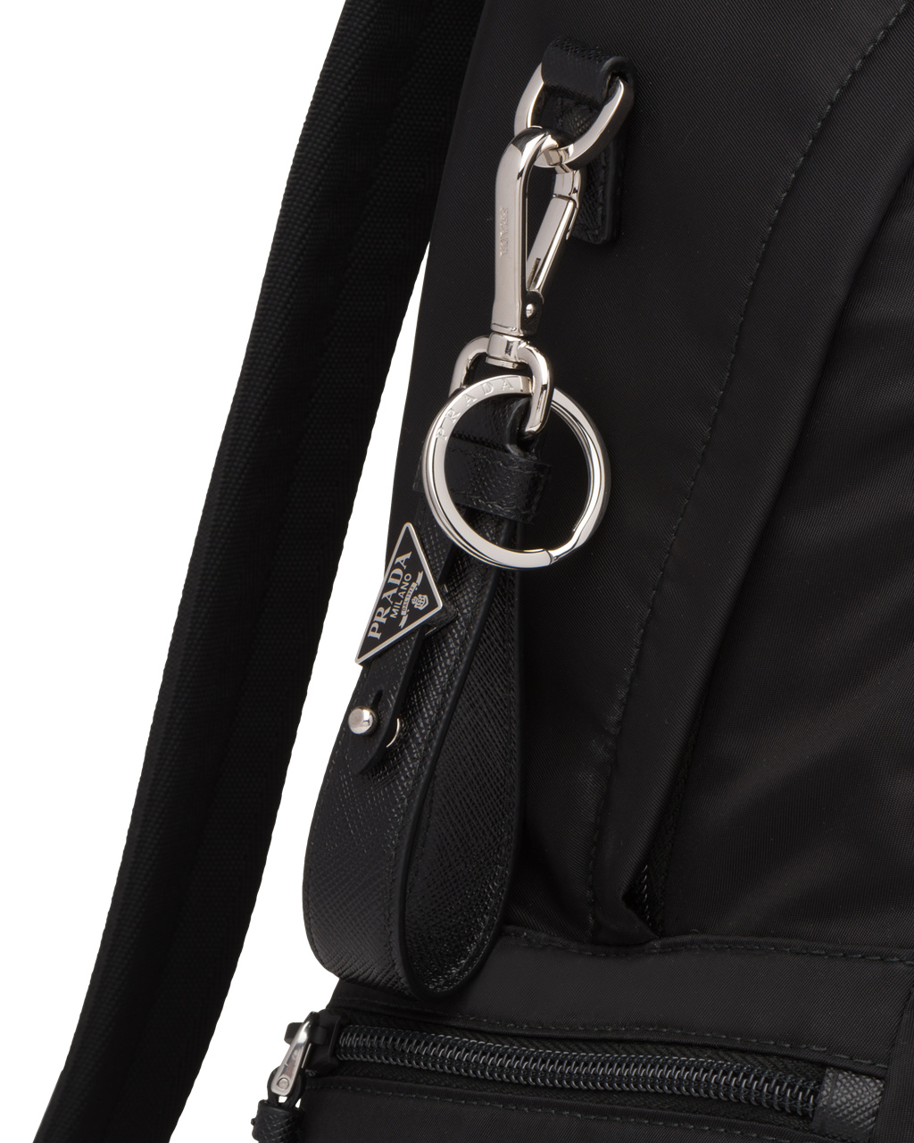 Prada Customized Saffiano Leather Keychain Black | 6149MRQKC