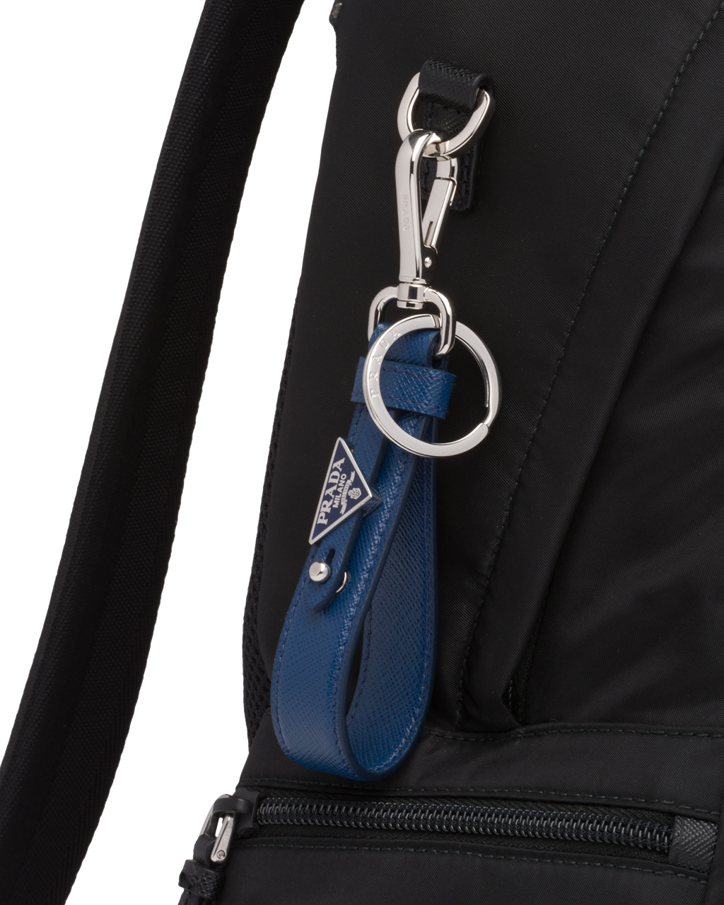 Prada Customized Saffiano Leather Keychain Bluette | 7349HEDZO