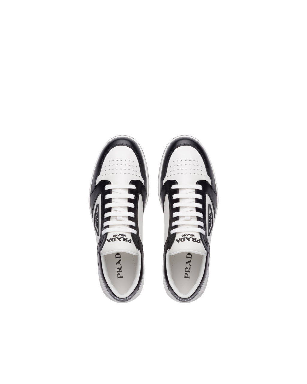 Prada District Leather Sneakers White / Black | 4196KTZQX