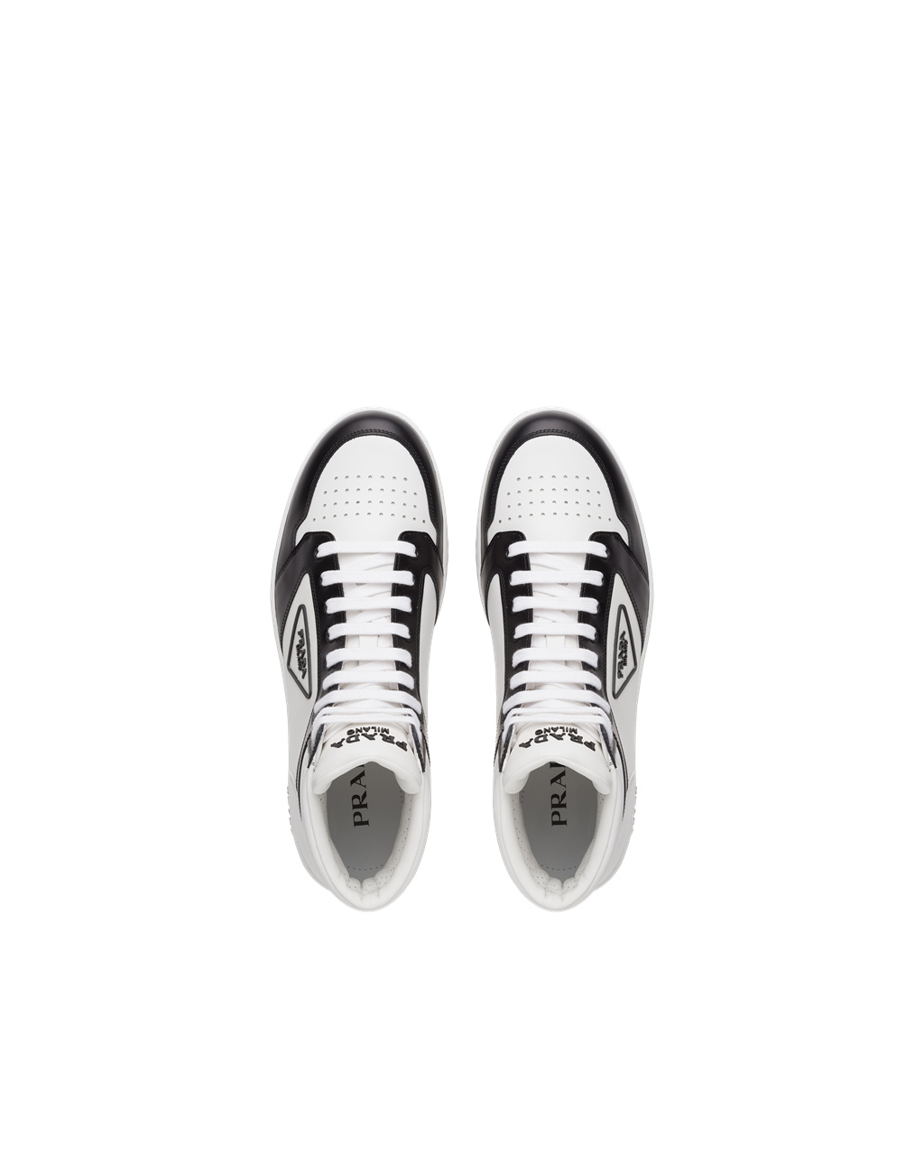 Prada District Leather Sneakers White / Black | 4781BYZVF