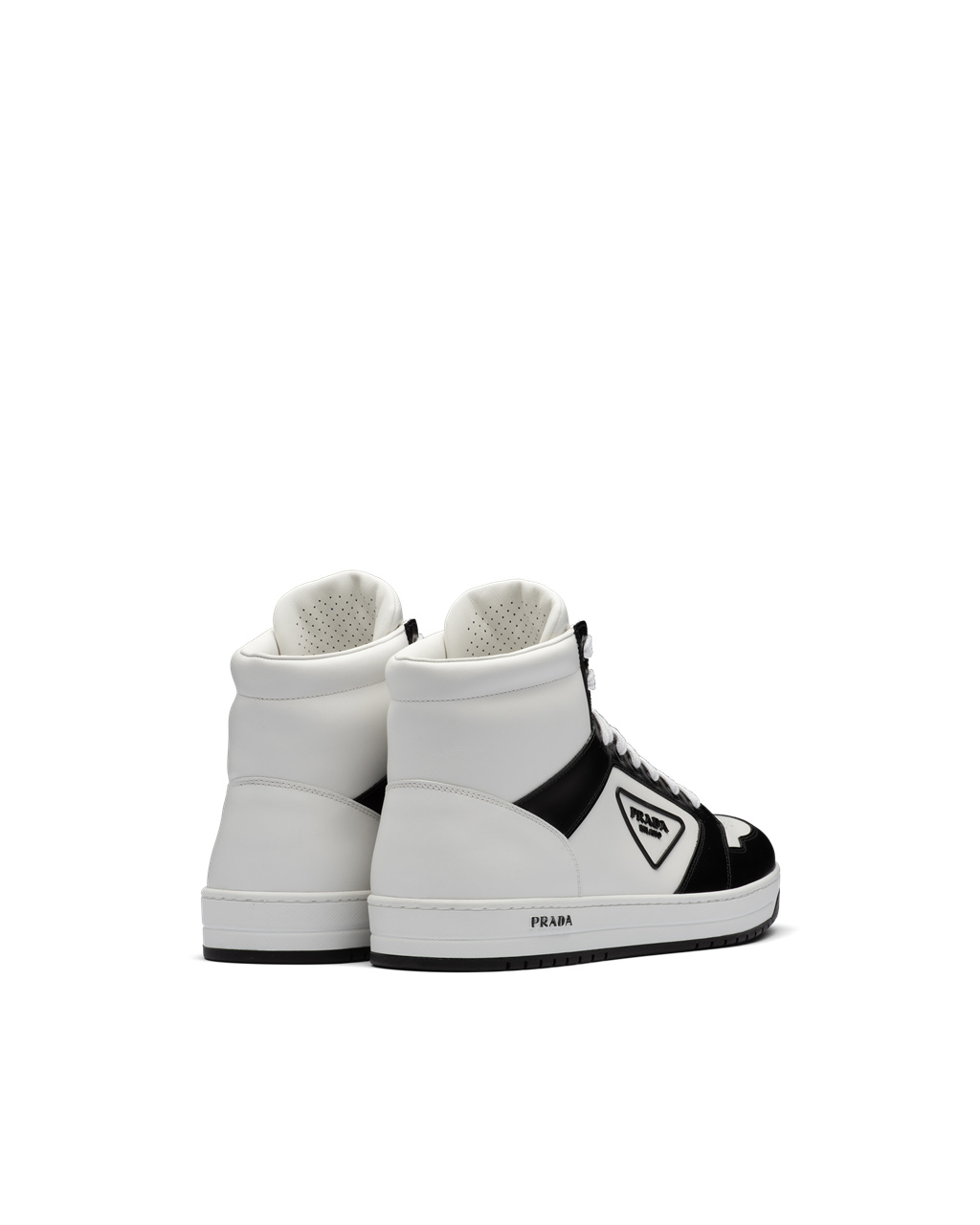 Prada District Leather Sneakers White / Black | 4781BYZVF