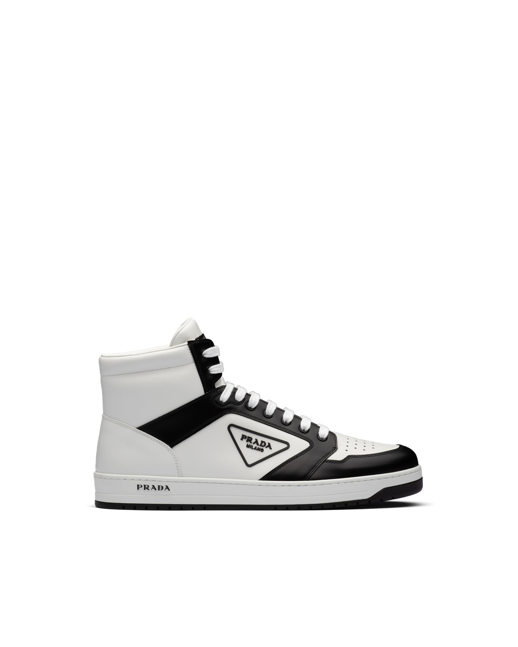 Prada District Leather Sneakers White / Black | 4781BYZVF