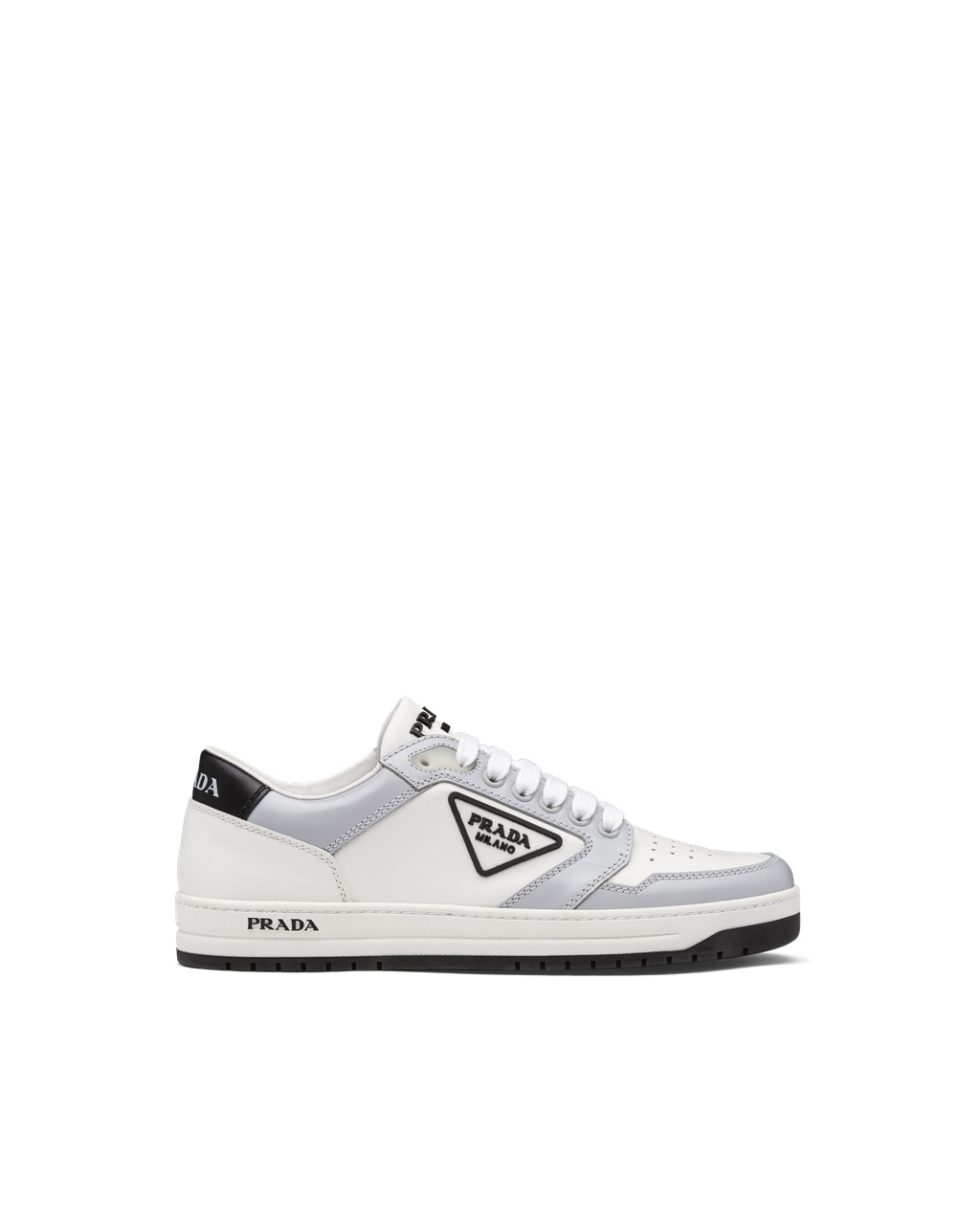 Prada District Perforated Leather Sneakers White / Cornflower Blue | 7583ABHON