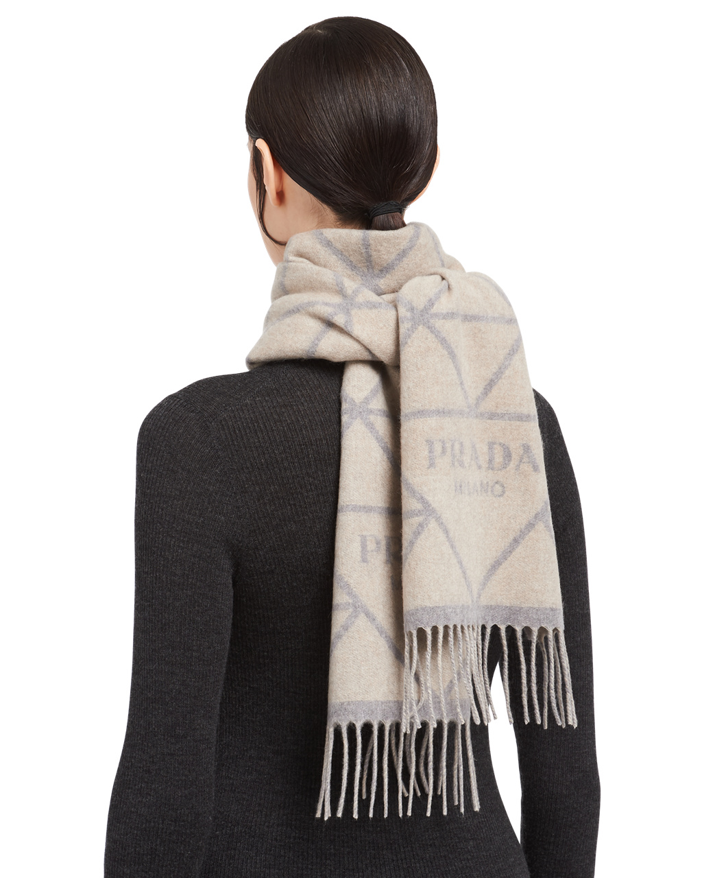 Prada Double Cashmere Scarf Albino / Grey | 5341YBCUX