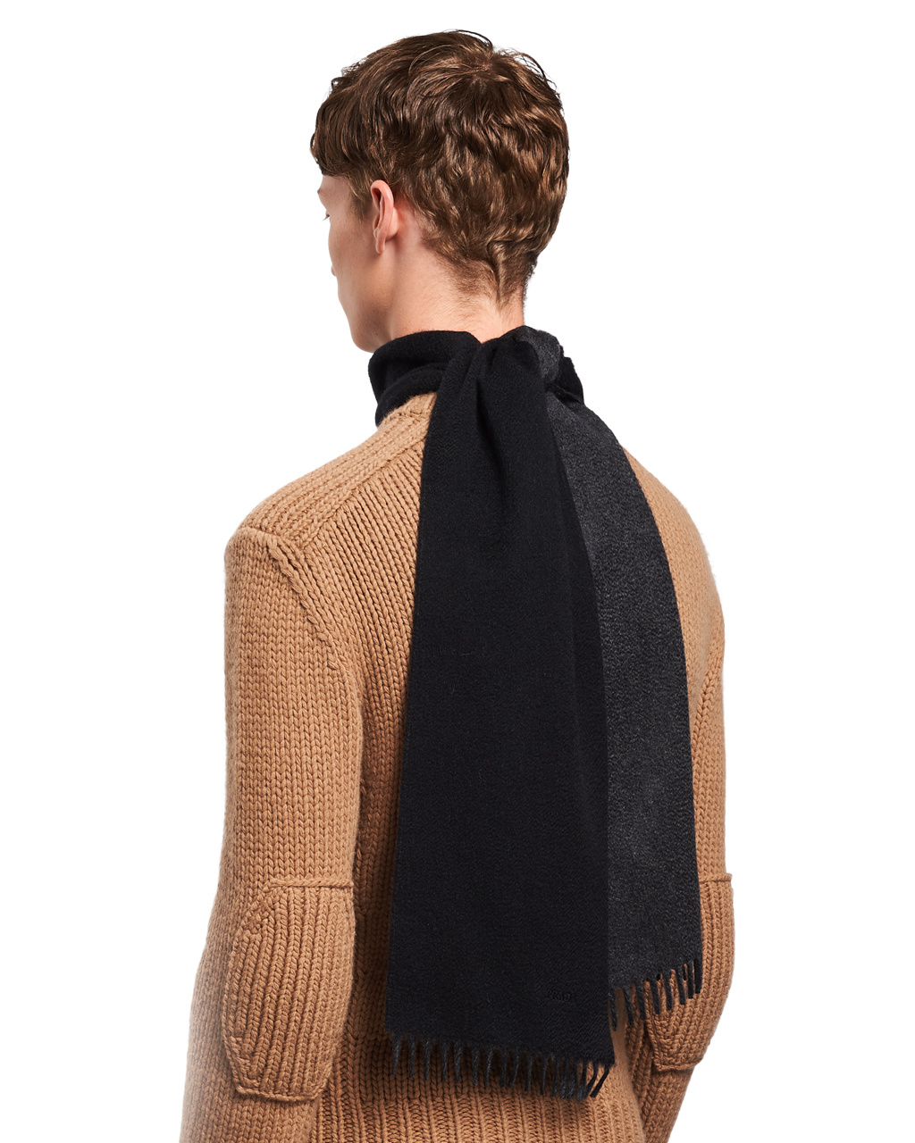 Prada Double Cashmere Scarf Anthracite Gray | 9234URQDT